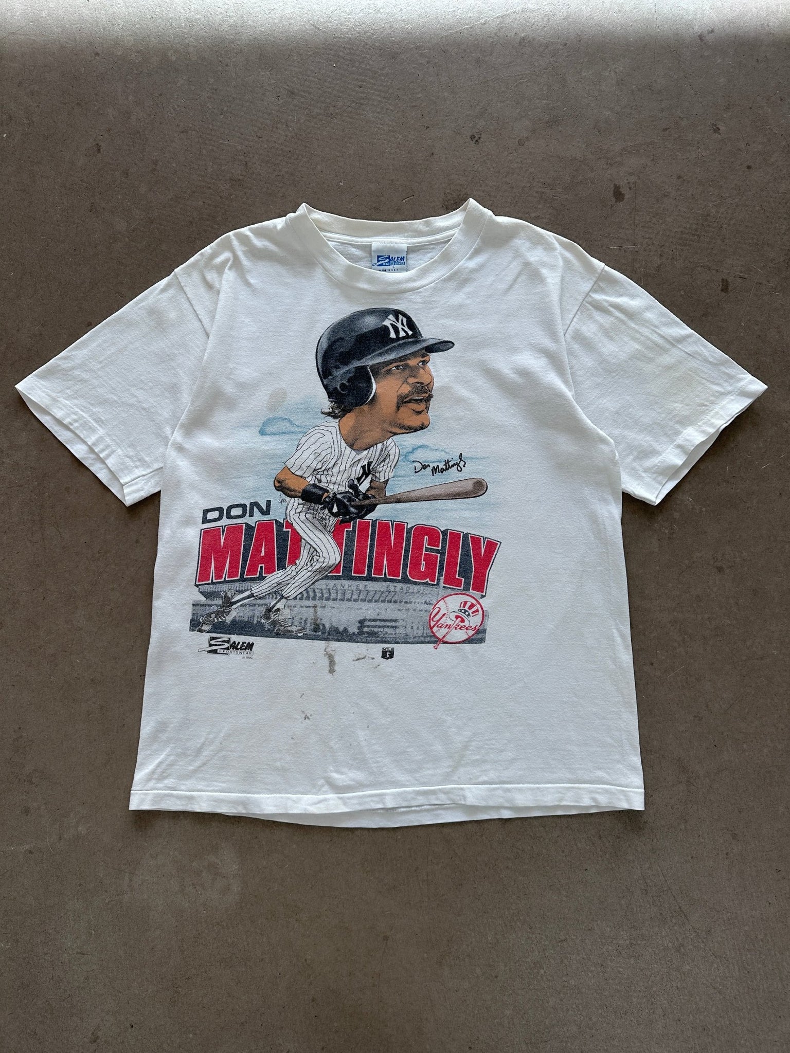 1990 Don Mattingly Caricature T-Shirt - L