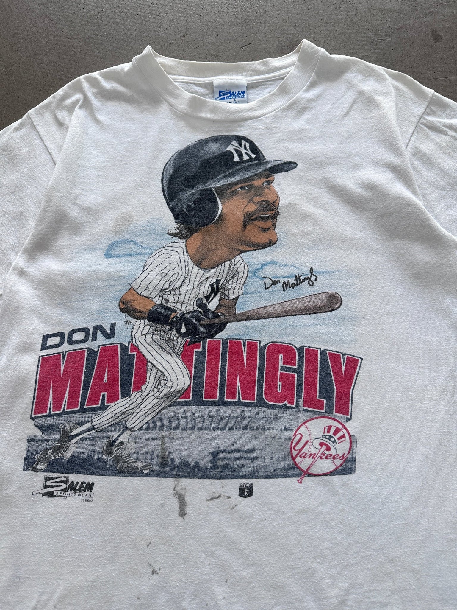 1990 Don Mattingly Caricature T-Shirt - L