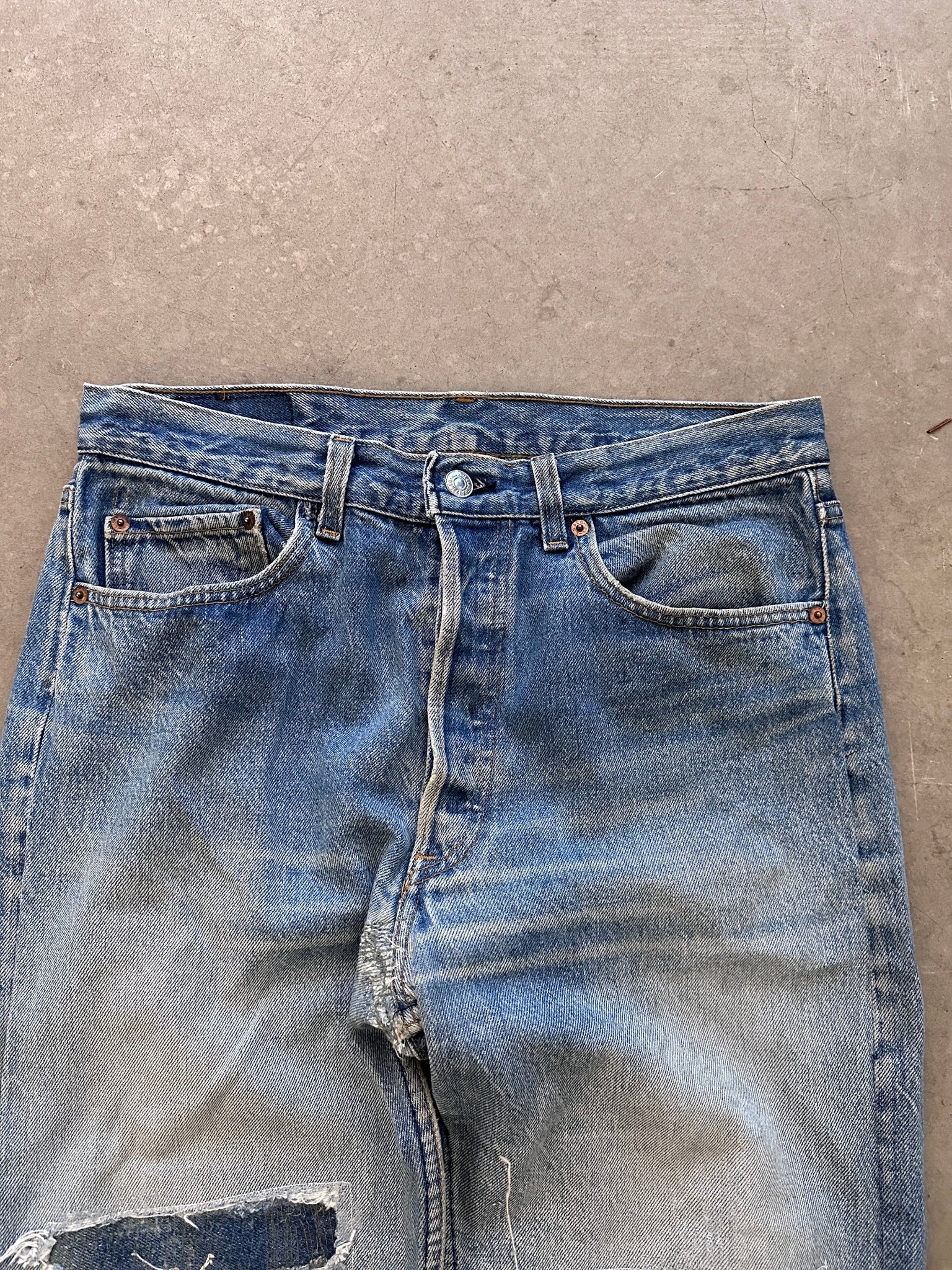 1990's Levi's 501 Repaired Jeans - 33 x 38