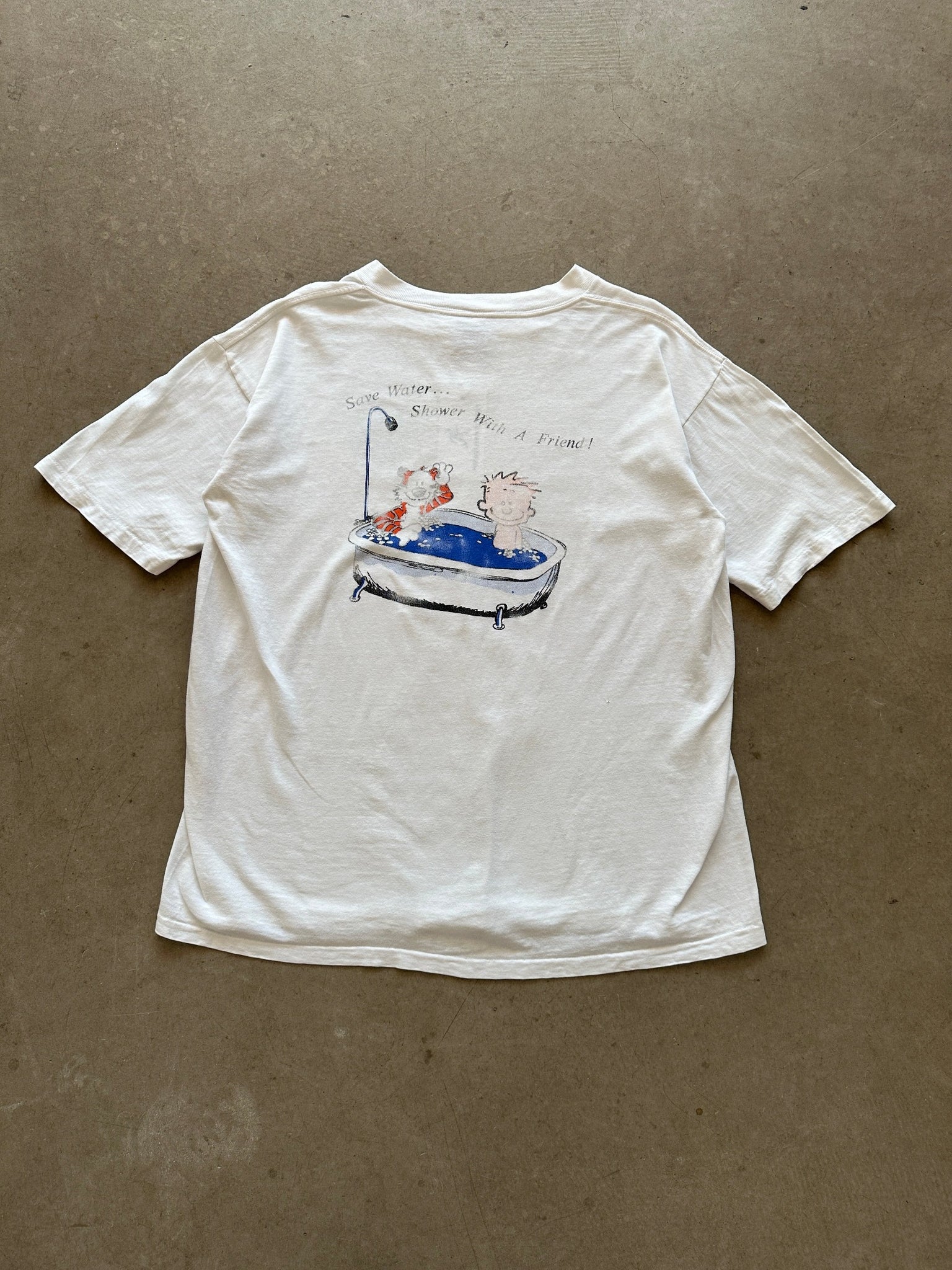 1990's Calvin and Hobbes Save Water T-Shirt - XL