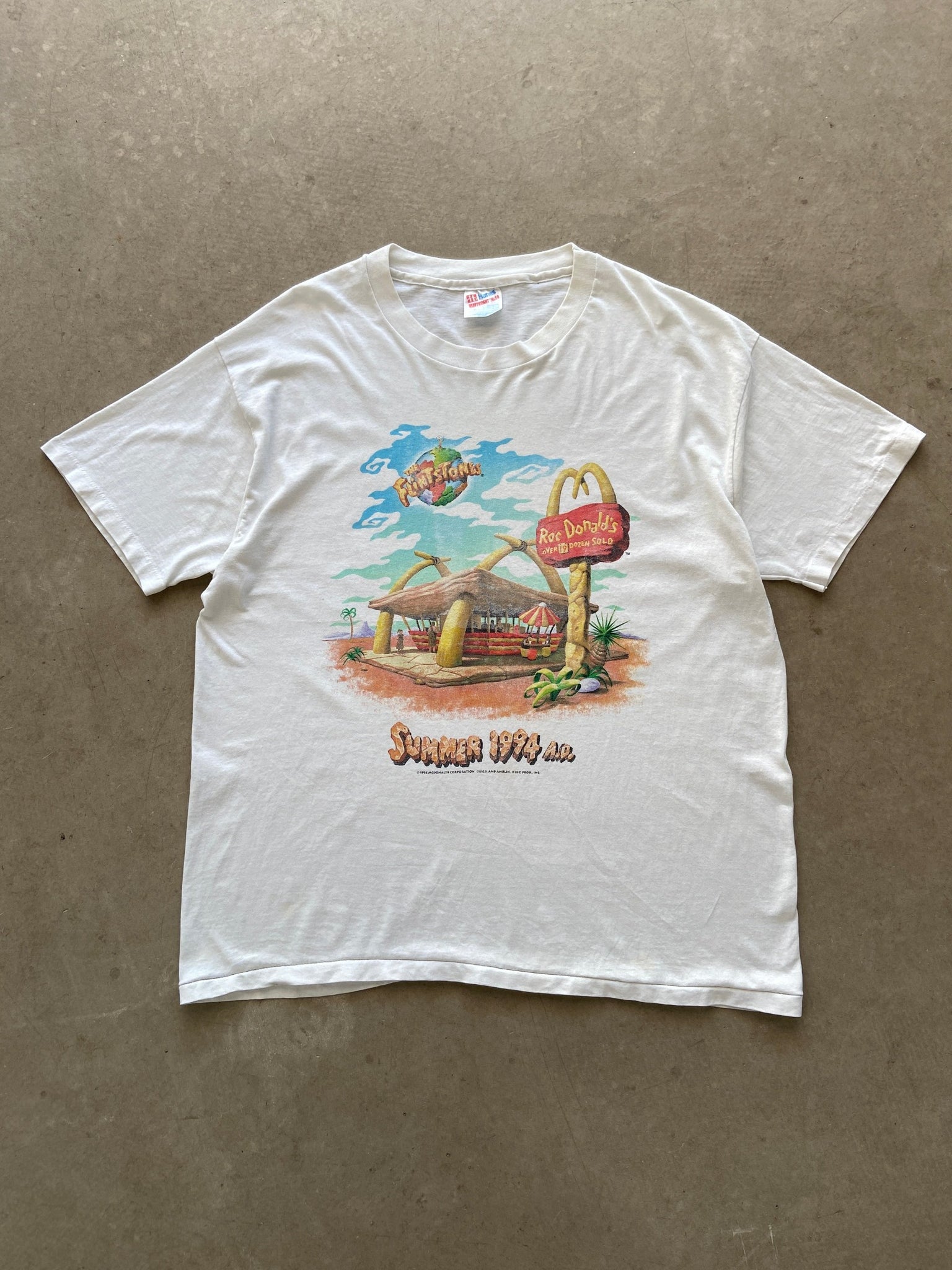 1995 The Flintstones Rocdonalds T-Shirt - XL