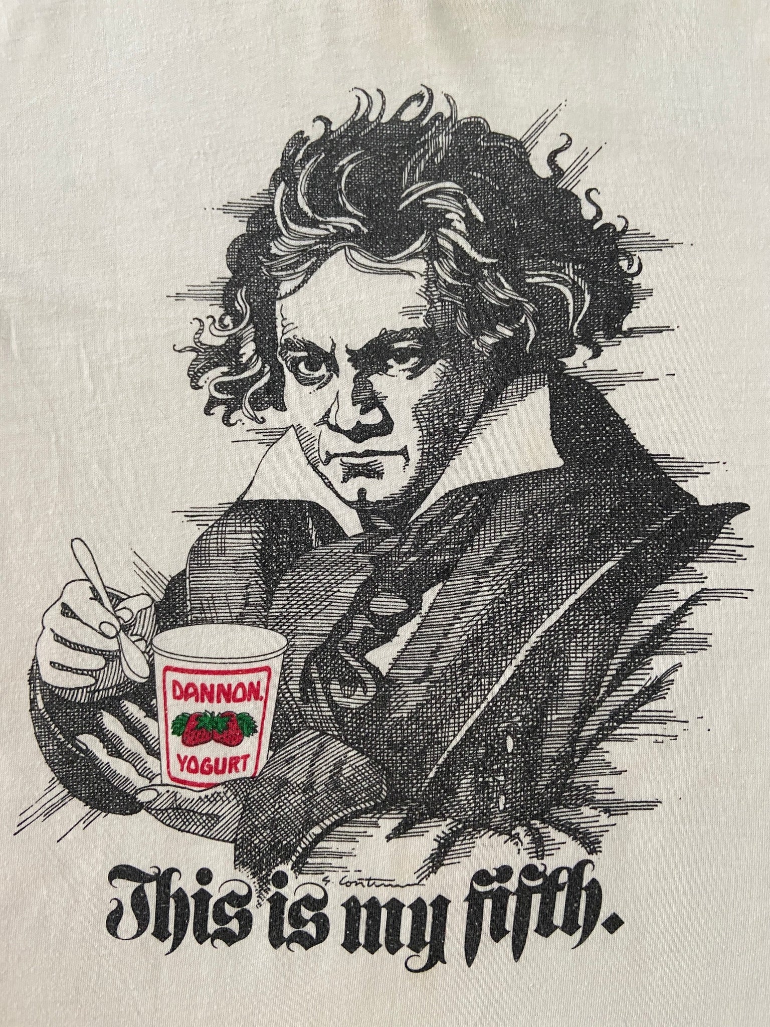 1970's Dannon Yoghurt "This is my Fifth" Beethoven T-Shirt - M